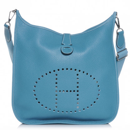 Hermes Taurillon Clemence Evelyne III GM Blue Jean 1 of 7