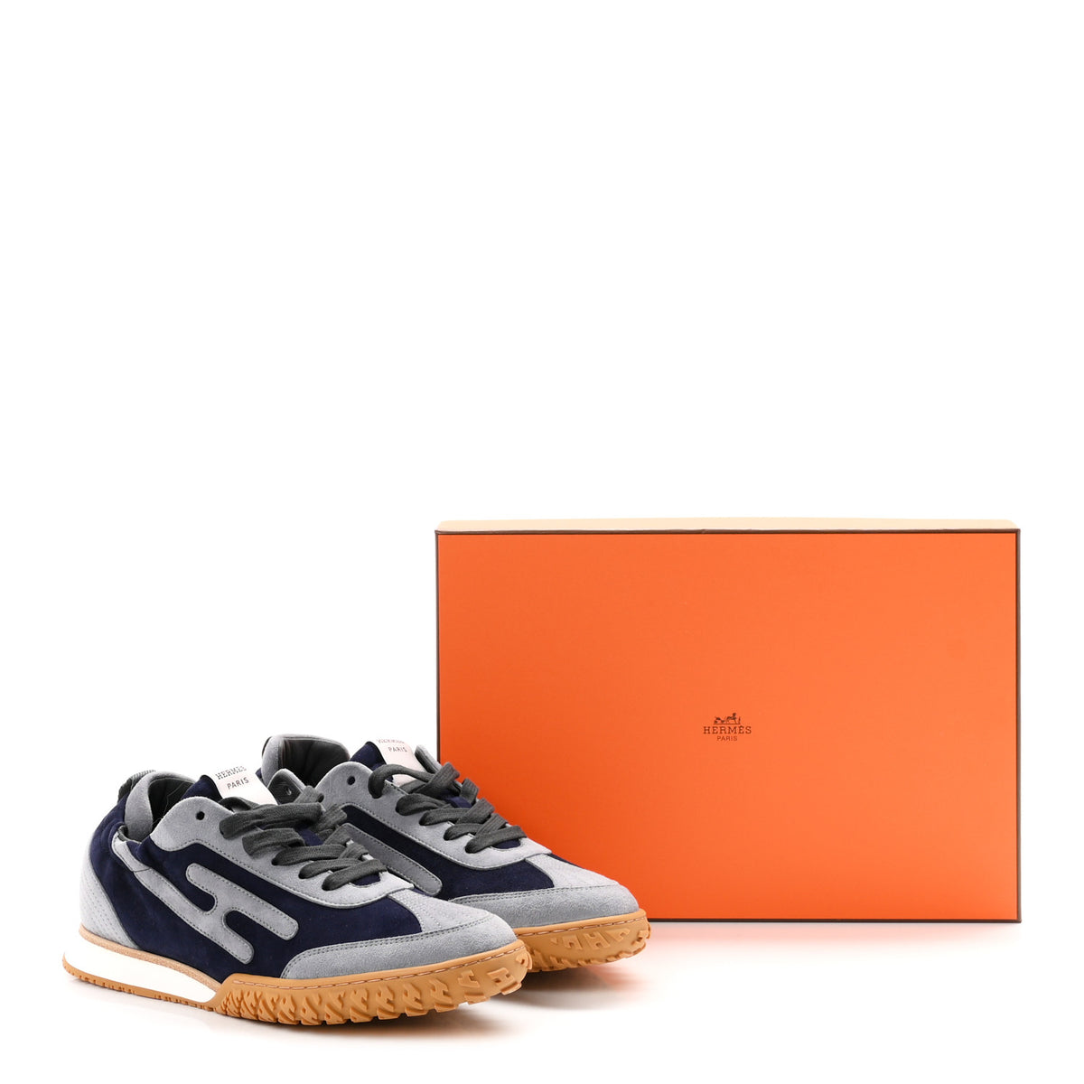 Suede Goatskin Jet Sneakers 37.5 Marine Gris Orage