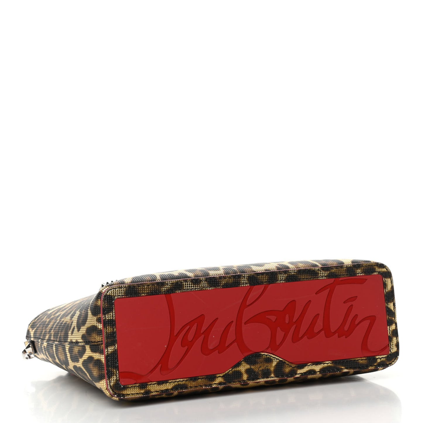 Grained Calfskin Leopard Print Spikes Mini East West Cabata Tote Gold