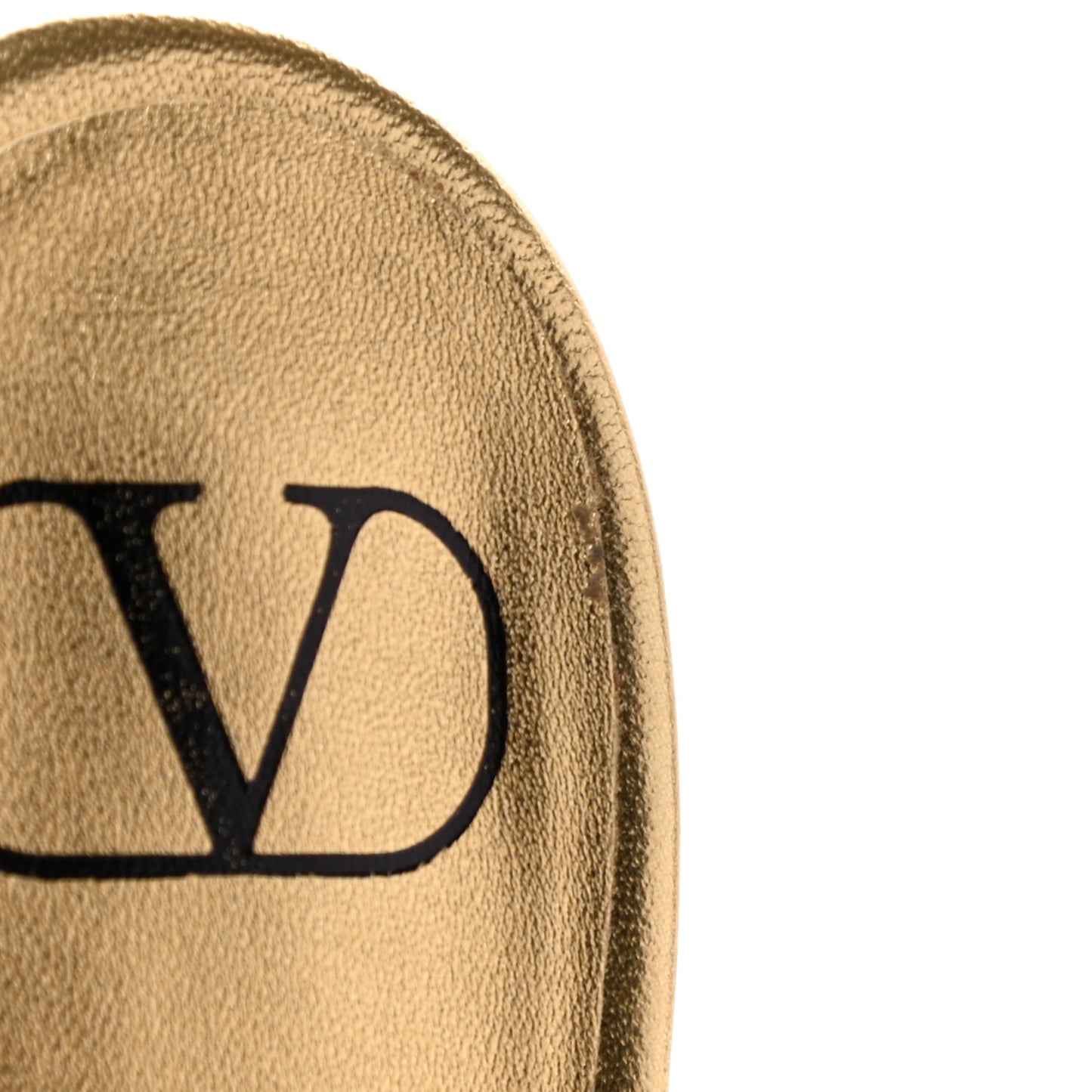 Metallic Grainy Cowhide VLogo 65mm Slide Sandals 39.5 Antique Brass