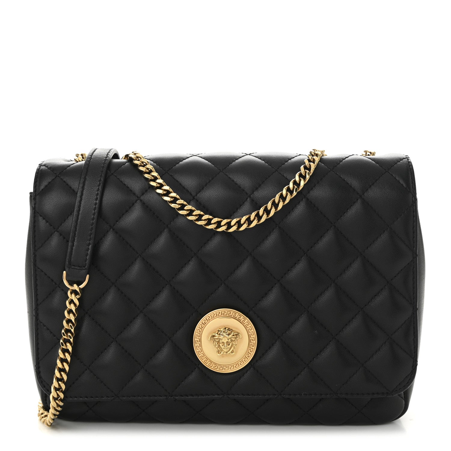 Versace Nappa Quilted La Medusa Chain Crossbody Black 1 of 9