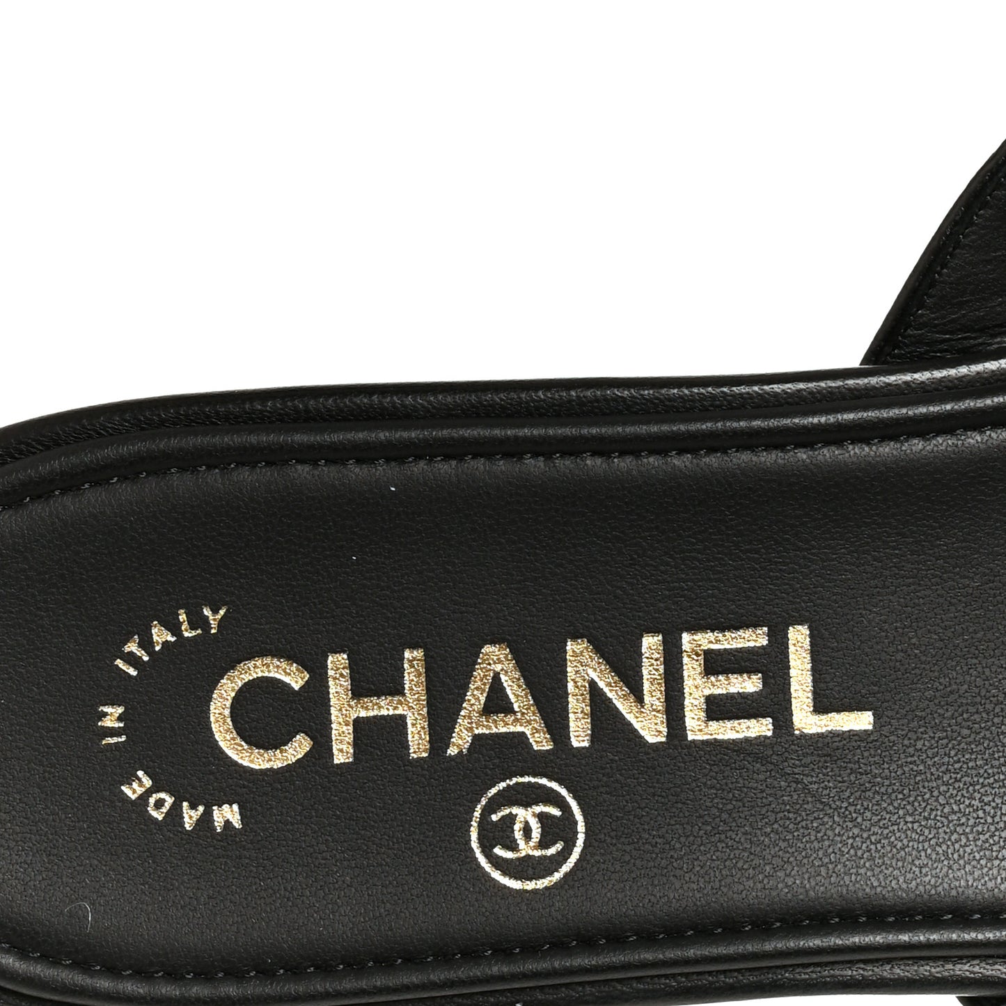Lambskin CC Thong Sandals 38 Black