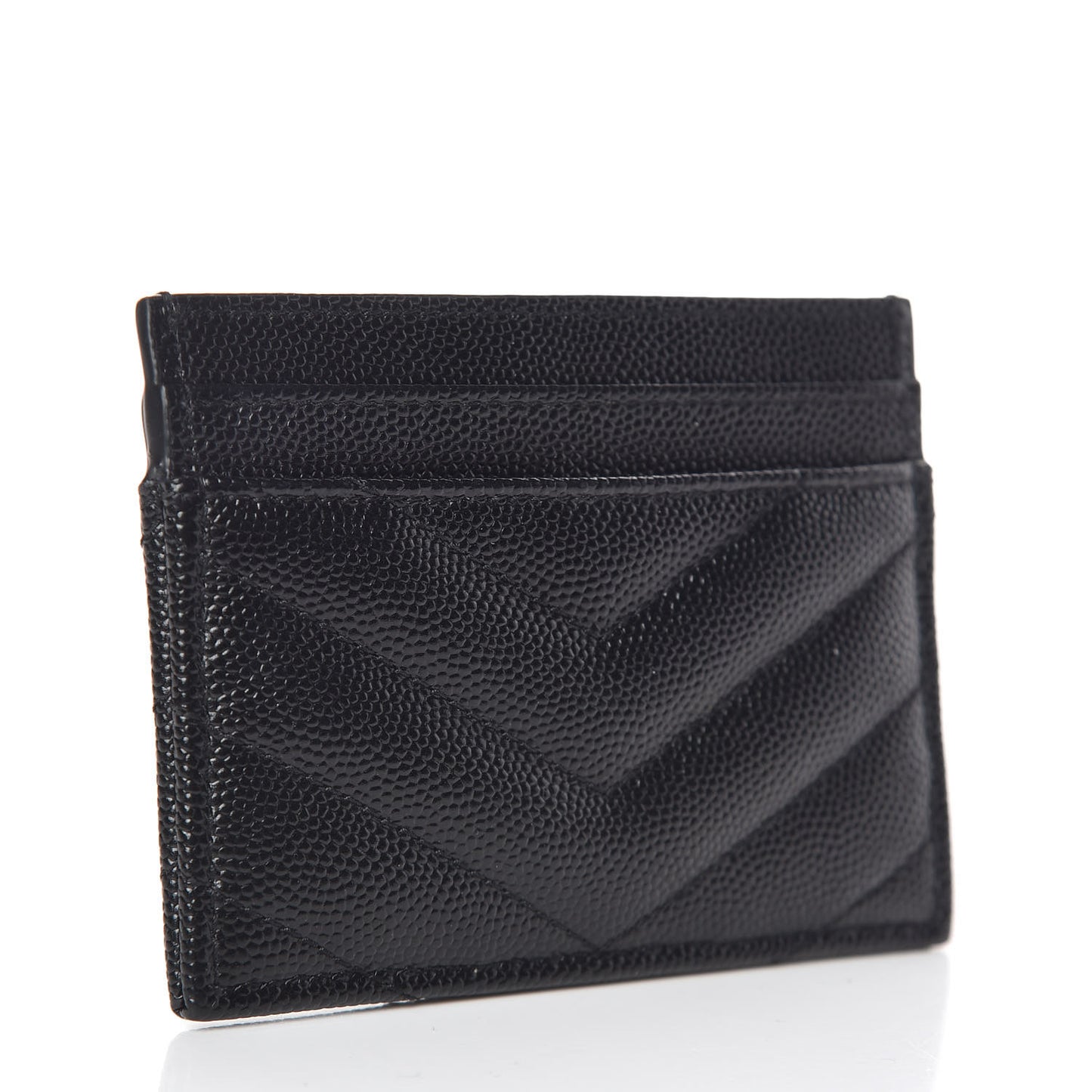 Grain De Poudre Matelasse Chevron Monogram Credit Card Case Black