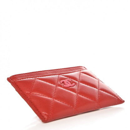 Chanel Lambskin Quilted Card Holder Red Pink 4 of 9