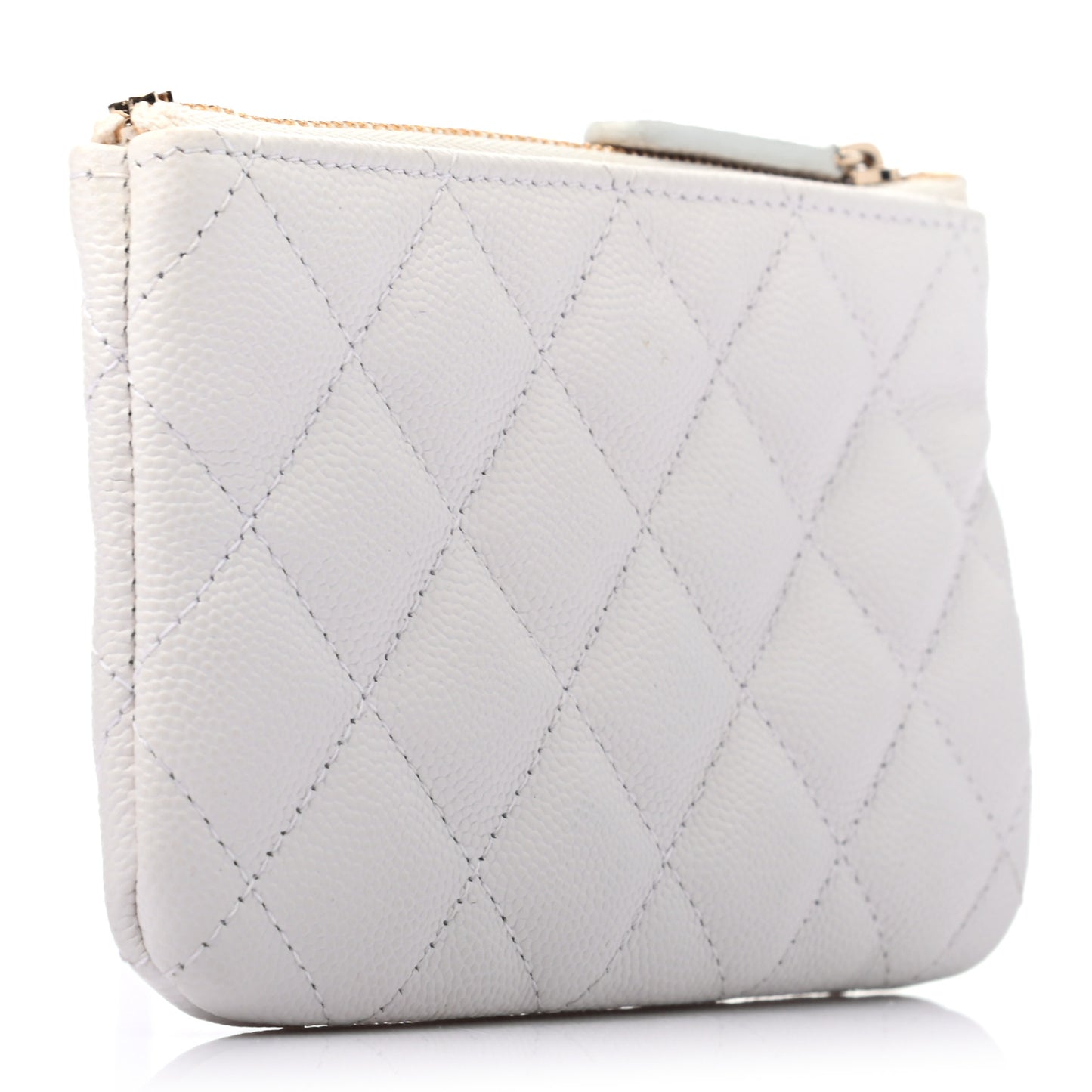 Caviar Quilted Small Cosmetic Case White
