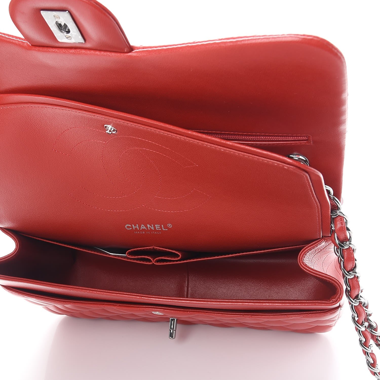 Chanel Lambskin Quilted Jumbo Double Flap Red 6 of 10