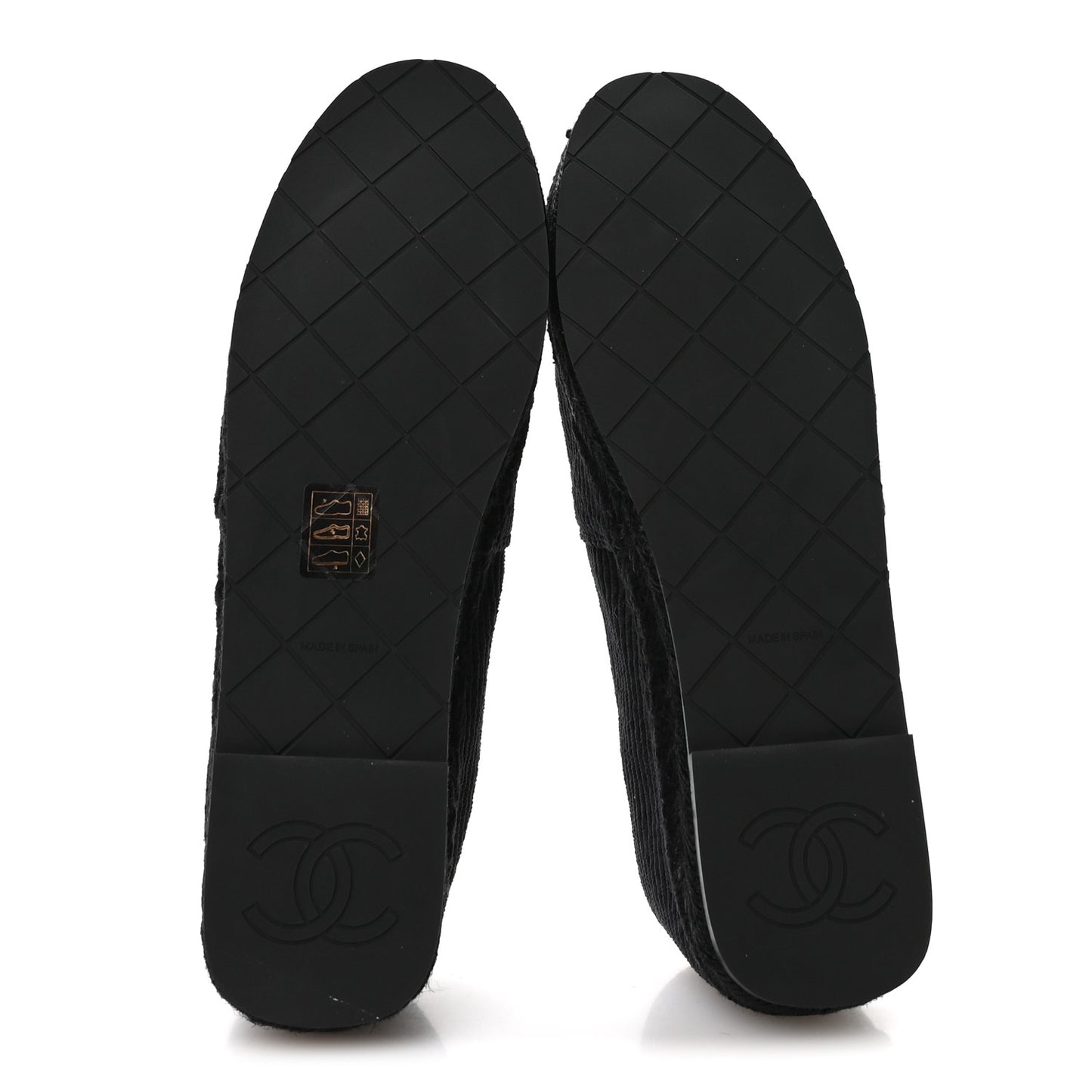 Corduroy Grosgrain Cap Toe CC Espadrille Flats 39 Black