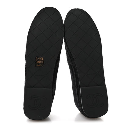 Chanel Corduroy Grosgrain Cap Toe CC Espadrille Flats 39 Black 6 of 8