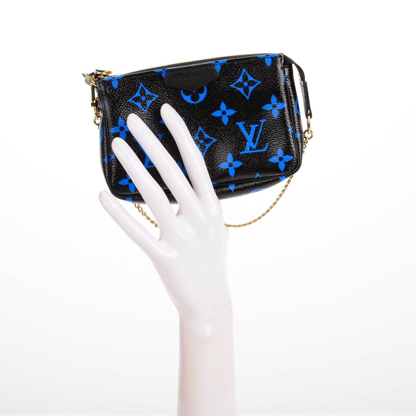 Colored Monogram Mini Pochette Accessories Blue Black