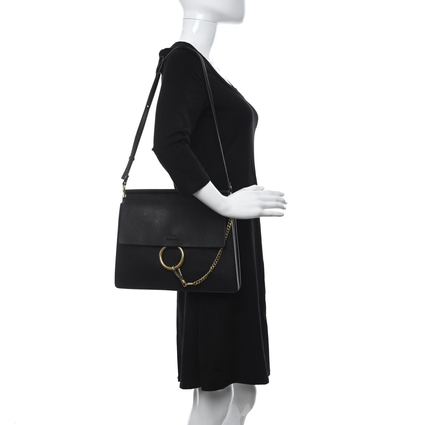 Goatskin Medium Faye Shoulder Bag Black