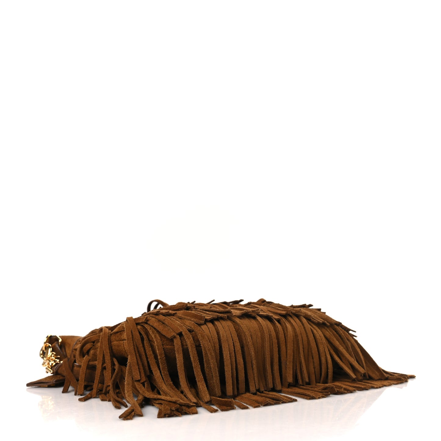 Suede Calfskin Small Emmanuelle Fringe Hobo Bag Light Ocre