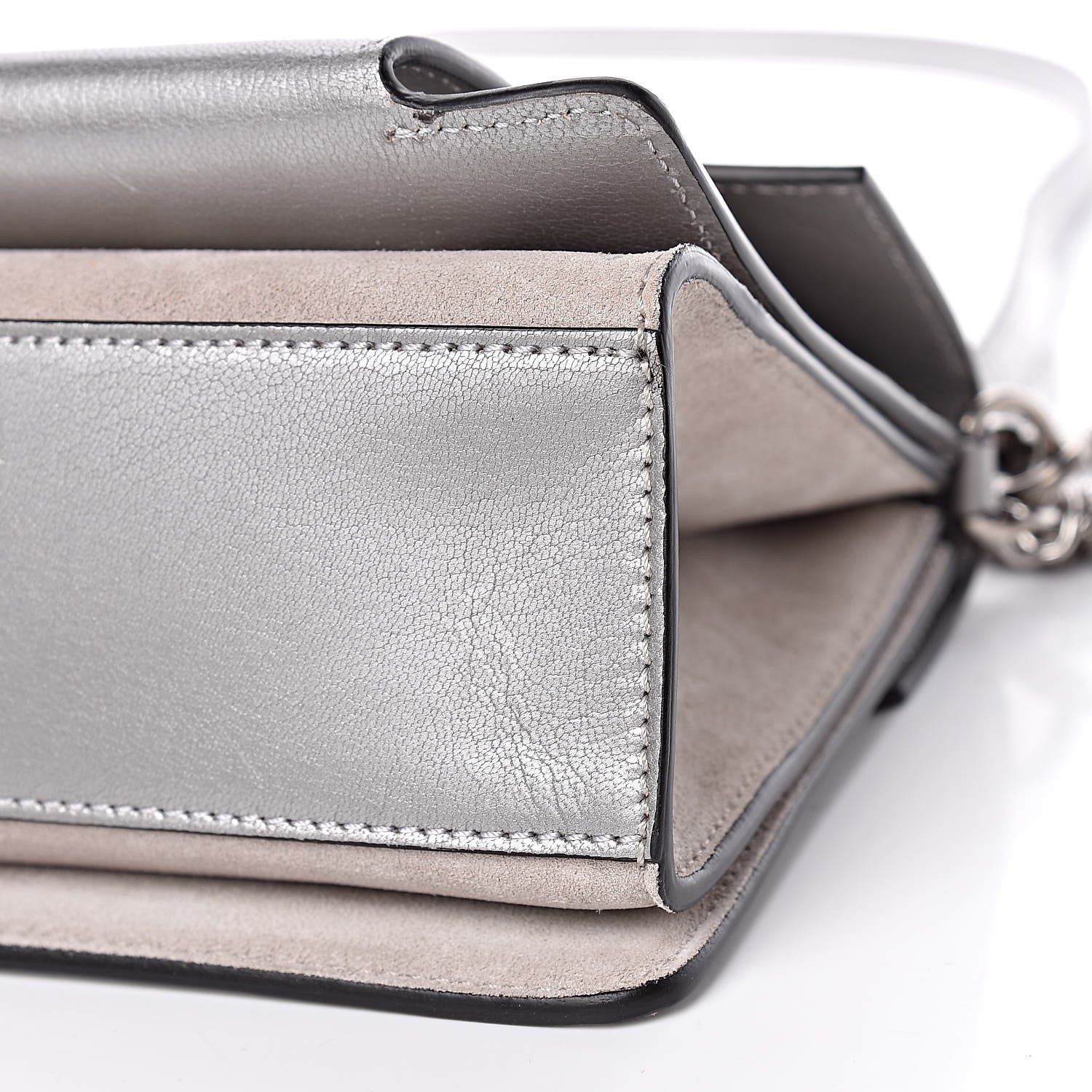 Givenchy Metallic Sugar Goatskin Suede Small GV3 Shoulder Bag Silver 10 of 11