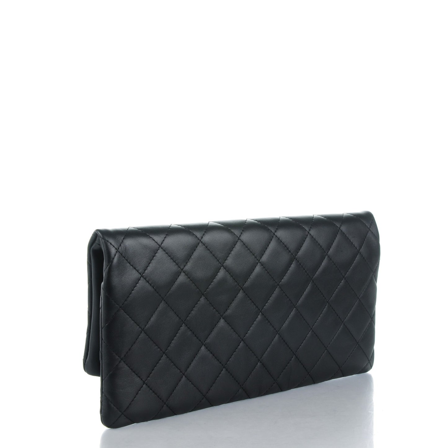 Lambskin Quilted CC Beauty Clutch Black