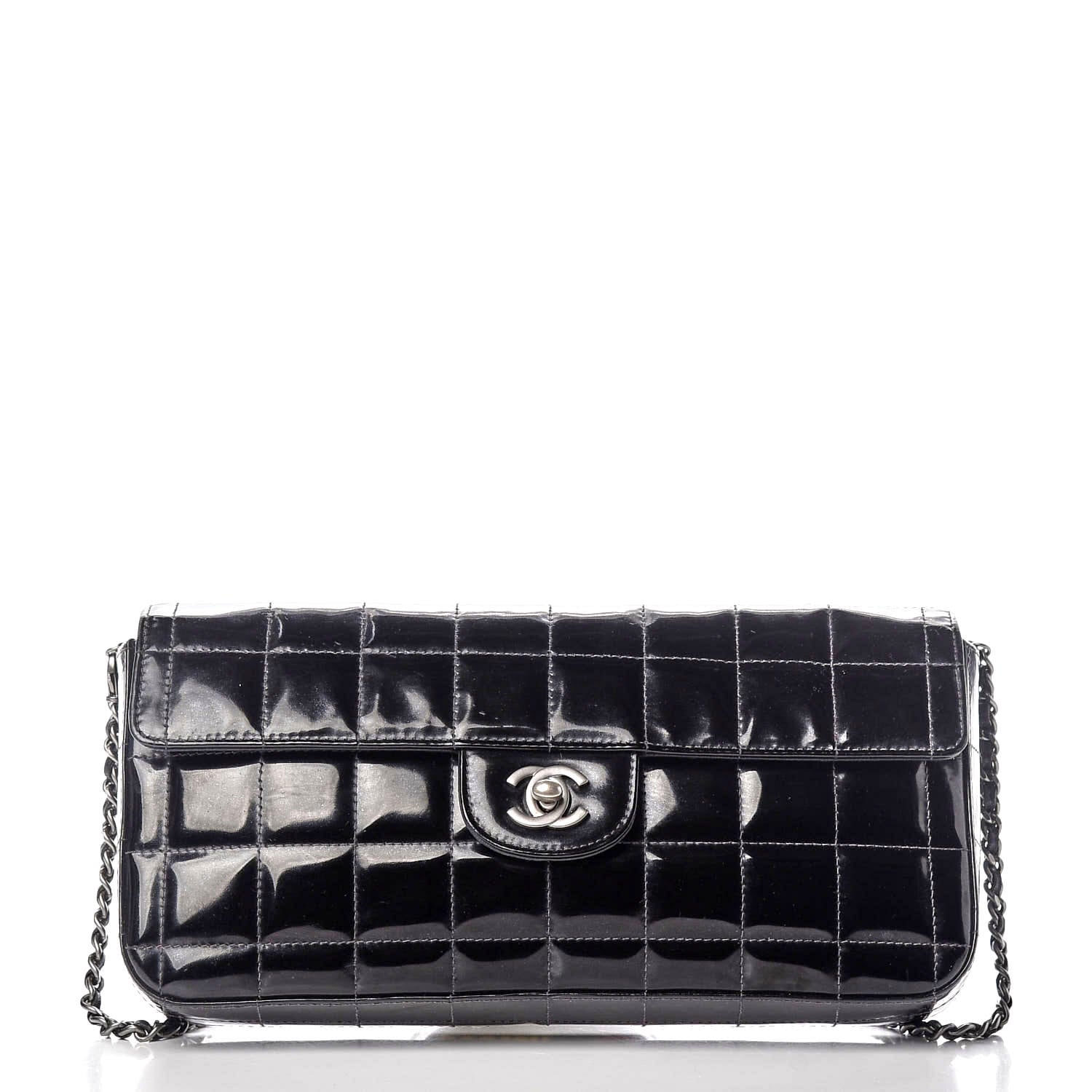 Chanel Patent Quilted East West Chocolate Bar Flap Black 1 of 8