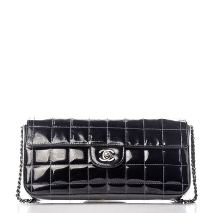 Chanel Patent Quilted East West Chocolate Bar Flap Black 1 of 8