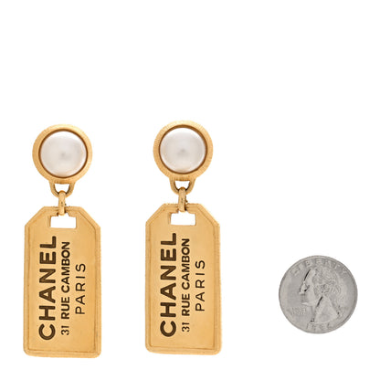 Chanel Pearl CC Tags Drop Earrings Gold 2 of 5