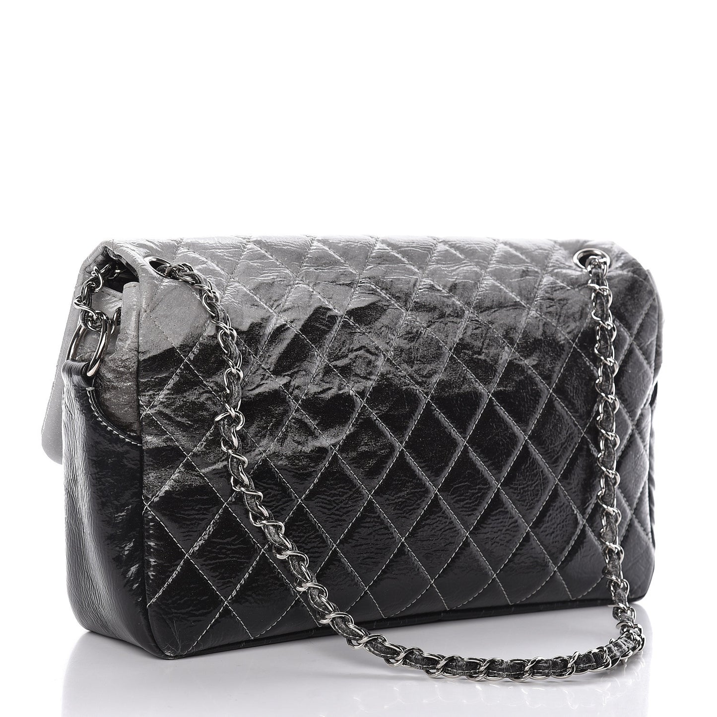 Vinyl Quilted Jumbo Melrose Degrade Flap Black