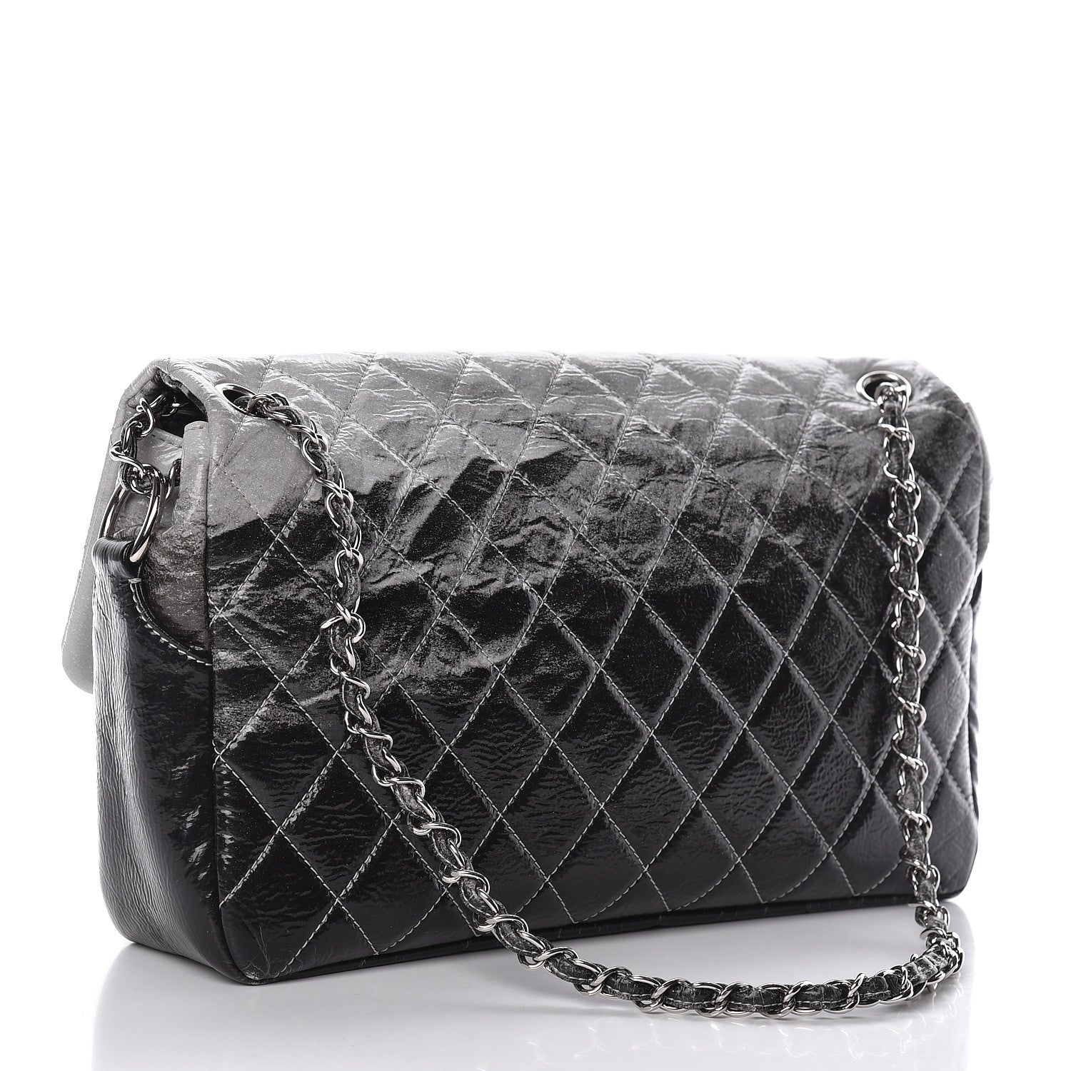 Chanel Vinyl Quilted Jumbo Melrose Degrade Flap Black 3 of 14