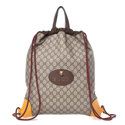 Gucci GG Supreme Monogram Neo Vintage Drawstring Backpack Beige New Acero Crop 1 of 10