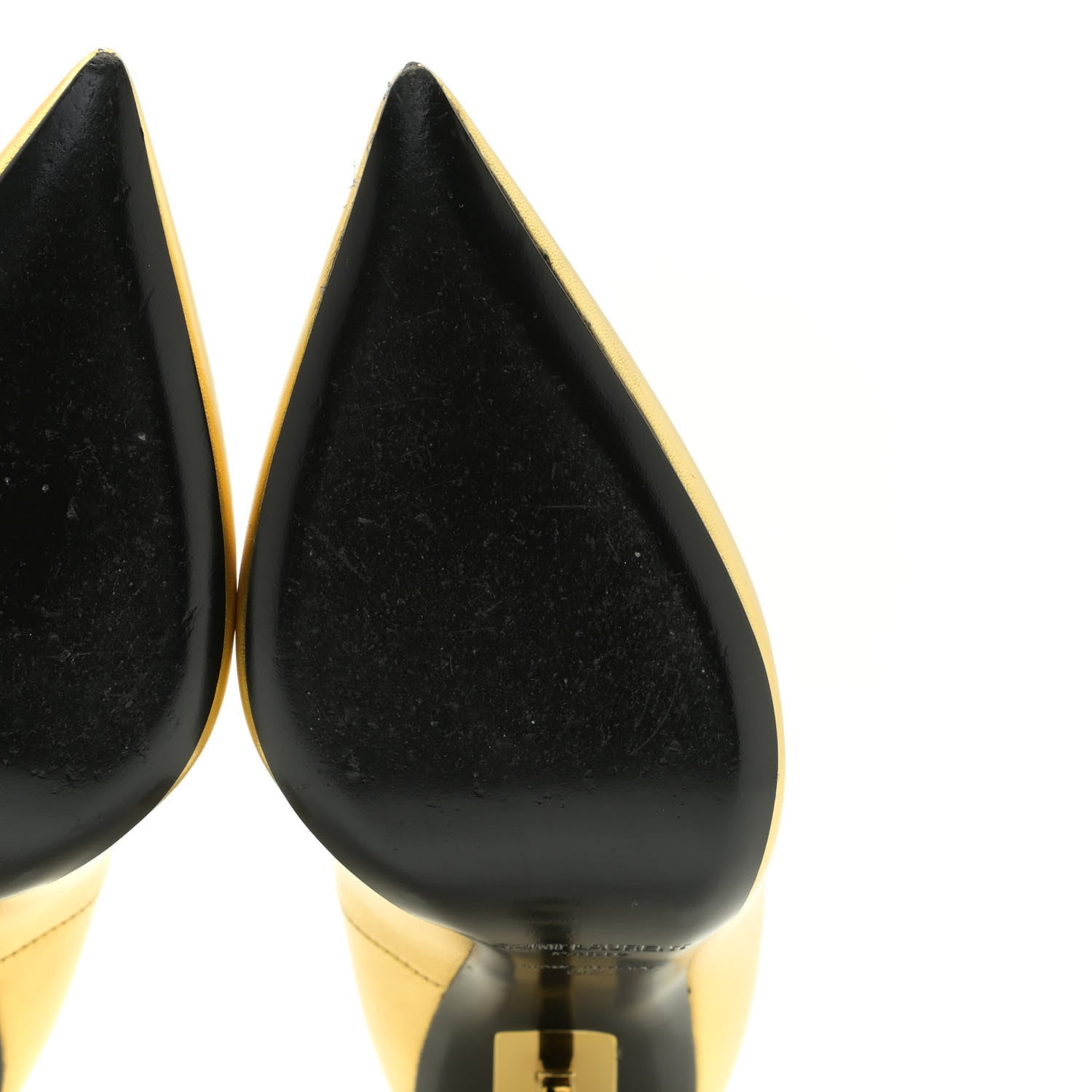 Saint Laurent Calfskin Opyum 100 Pumps 37 Gold 8 of 11