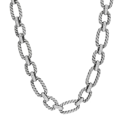 David Yurman Sterling Silver Blue Sapphire 12.5mm Cushion Link Chain Necklace 1 of 4