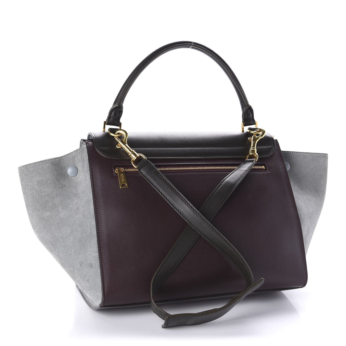 Drummed Calfskin Suede Medium Trapeze Dark Grey