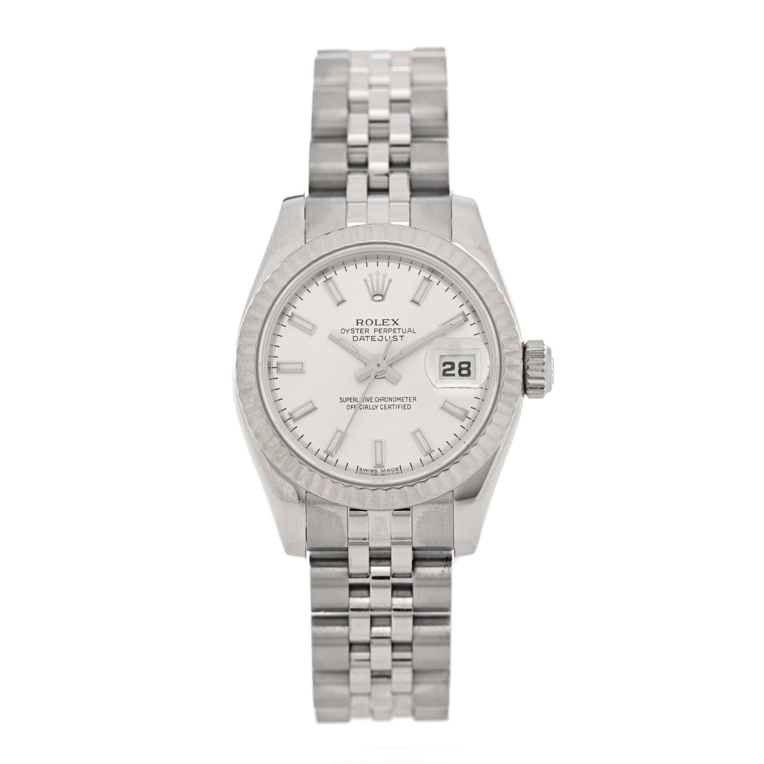 Rolex Stainless Steel 18K White Gold 26mm Oyster Perpetual Datejust Watch Silver 179174 1 of 5