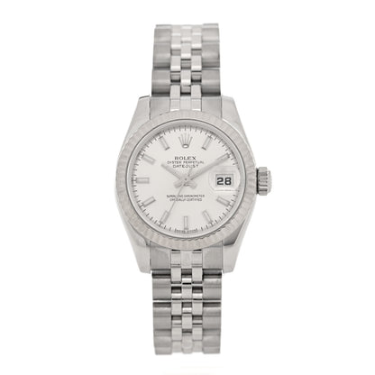 Rolex Stainless Steel 18K White Gold 26mm Oyster Perpetual Datejust Watch Silver 179174 1 of 5