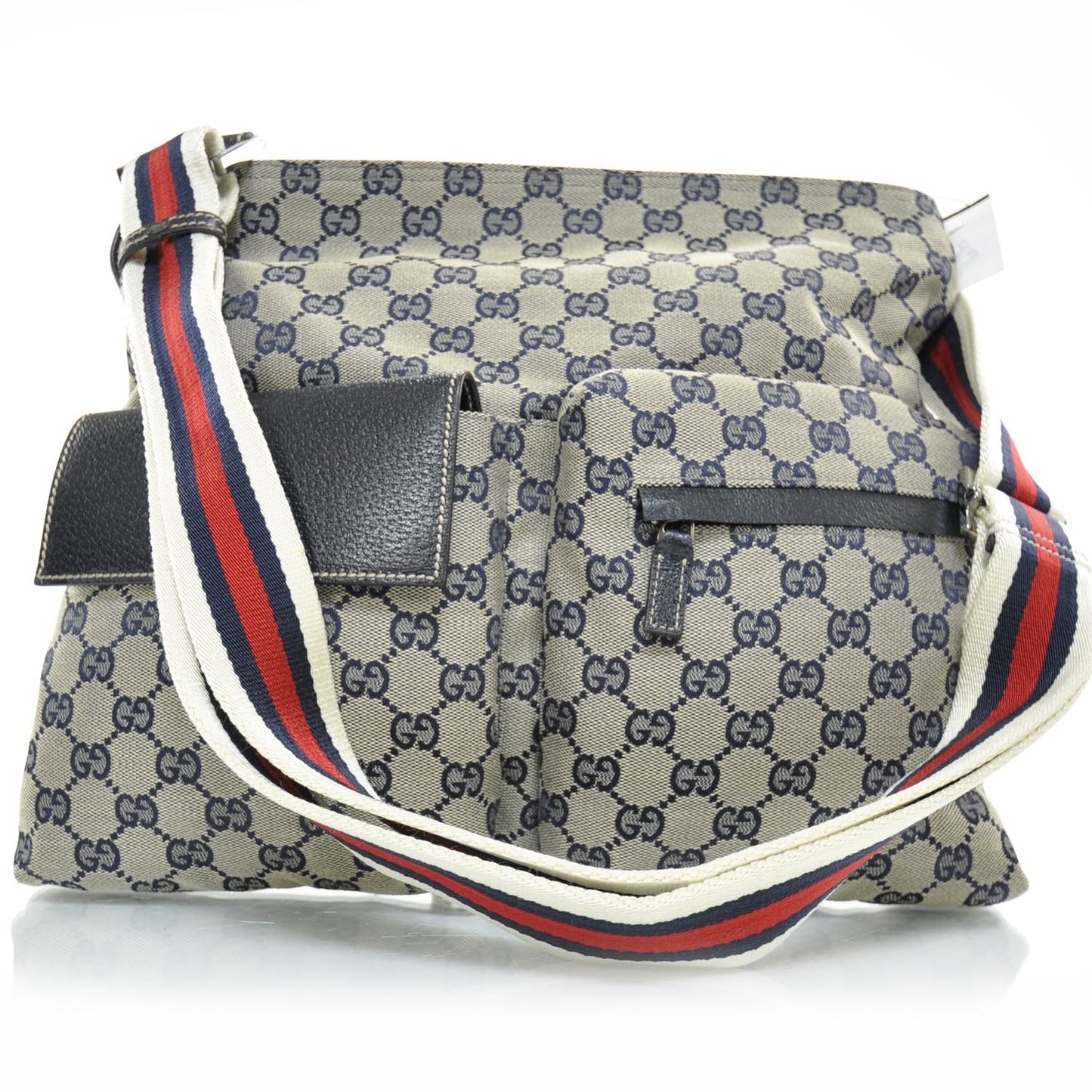 Monogram Medium Double Pocket Messenger Bag Navy