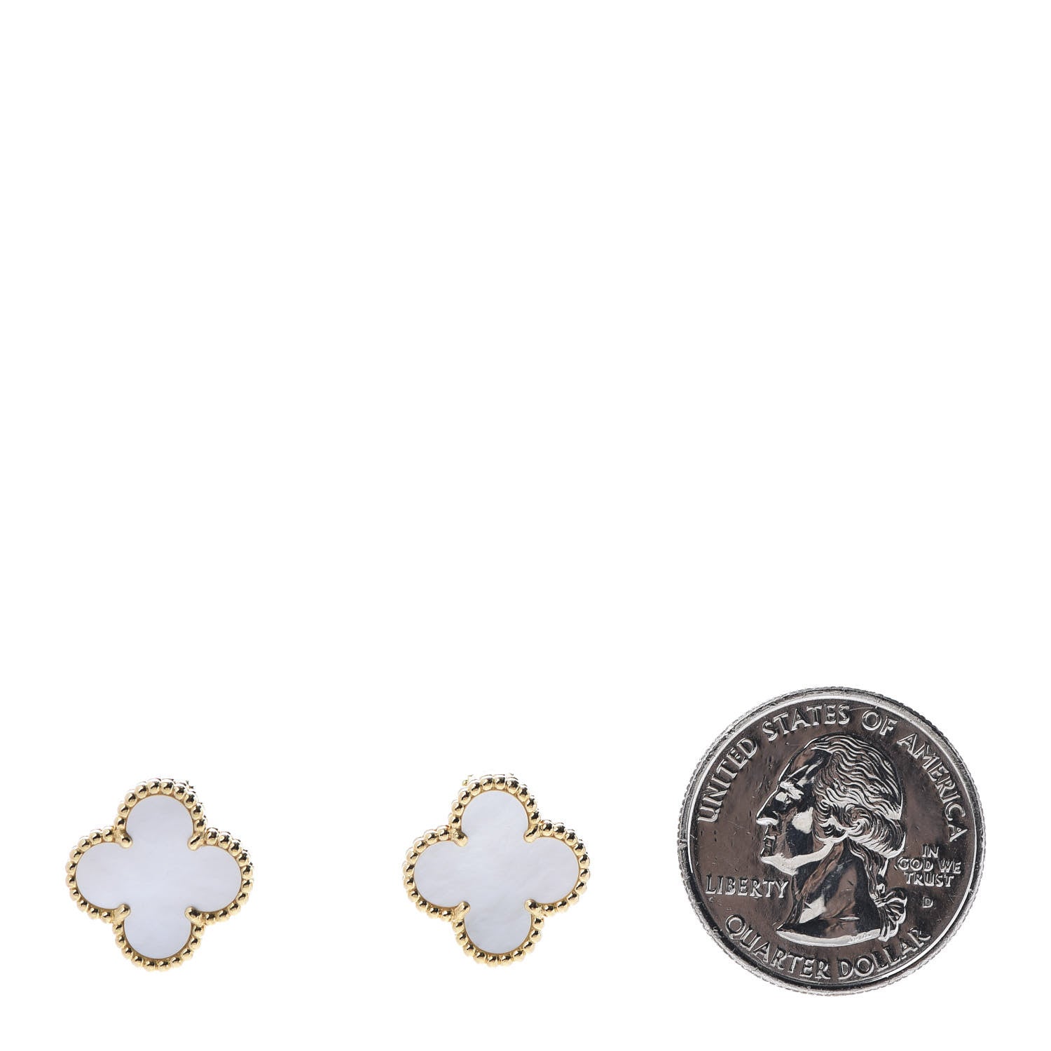 Van Cleef & Arpels 18K Yellow Gold Mother of Pearl Vintage Alhambra Earrings 2 of 5