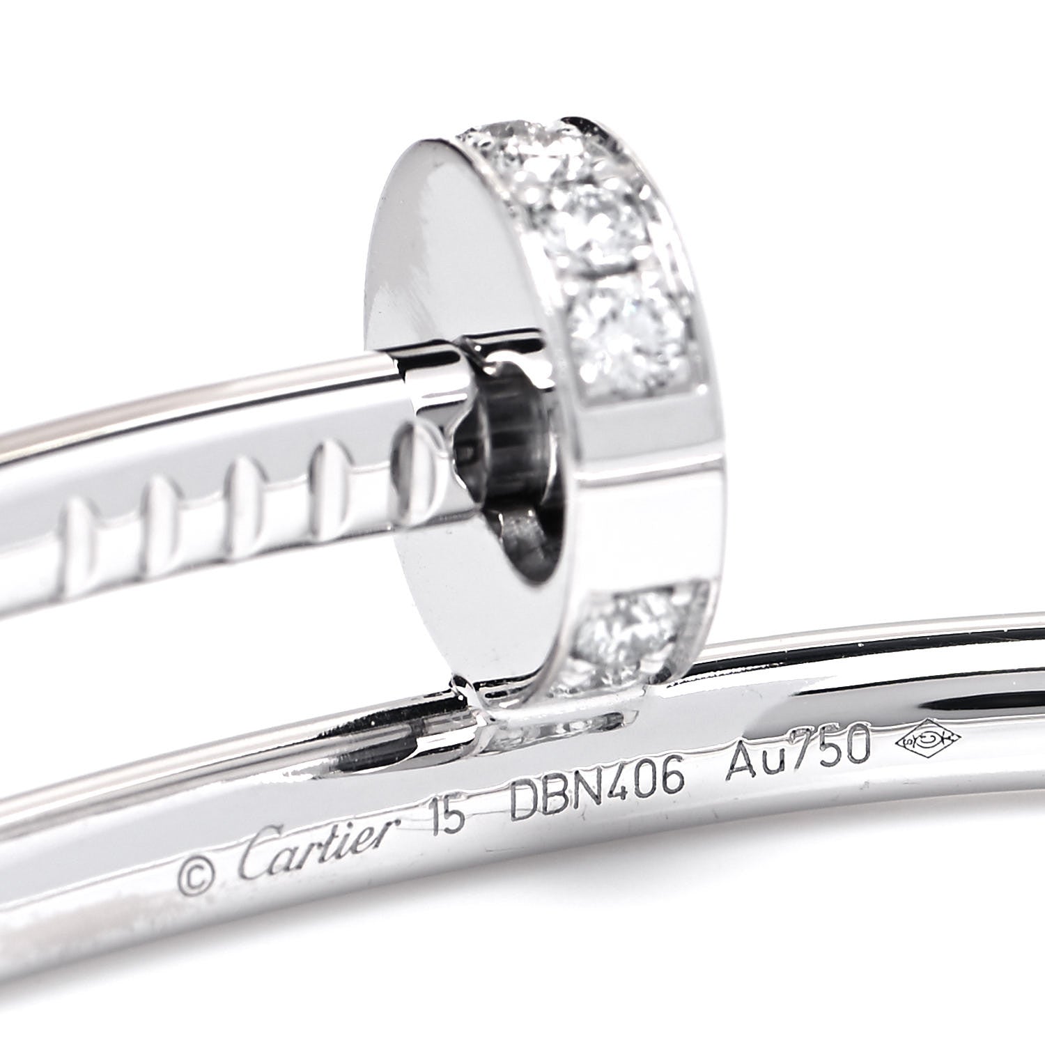 Cartier 18K White Gold Diamond Juste Un Clou Bracelet 15 4 of 5