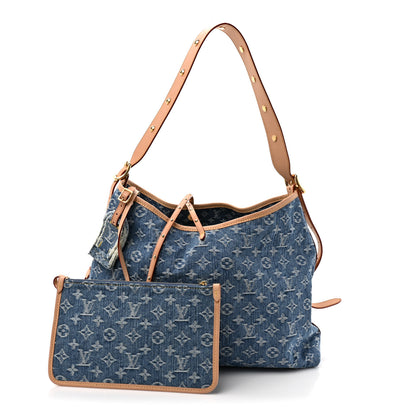 Louis Vuitton Monogram Denim CarryAll MM Blue 3 of 10