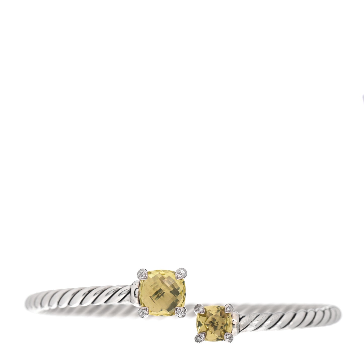 Sterling Silver Diamond Lemon Citrine 4mm Chatelaine Bypass Bracelet