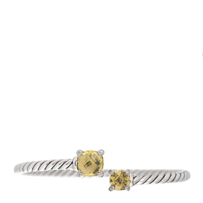 David Yurman Sterling Silver Diamond Lemon Citrine 4mm Chatelaine Bypass Bracelet 1 of 4