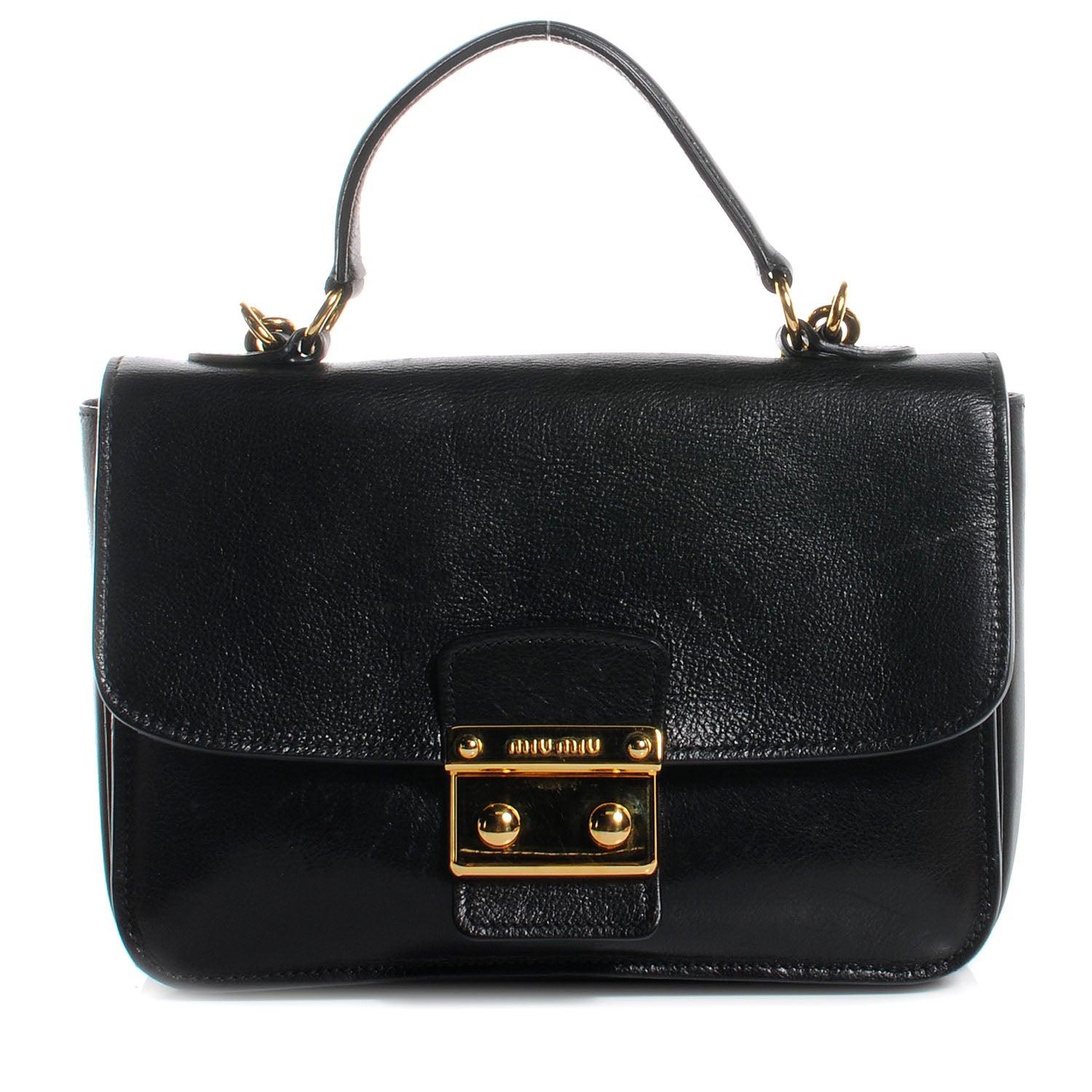 Miu Miu Leather Madras Shoulder Bag Nero Black 1 of 8