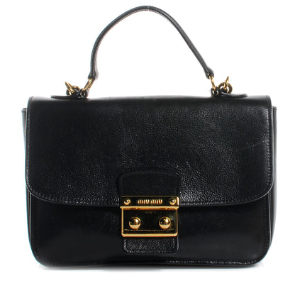 Miu Miu Leather Madras Shoulder Bag Nero Black 1 of 8