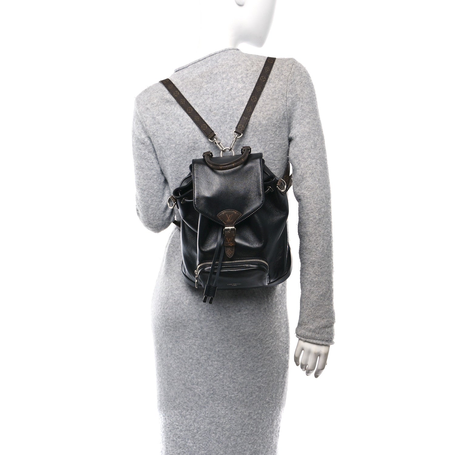 Louis Vuitton Lambskin Monogram Montsouris Vibe PM Black 2 of 9