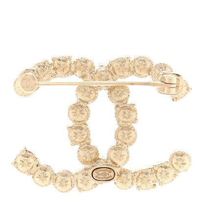 Chanel Pearl Crystal CC Brooch Gold Pearly White Purple 3 of 5