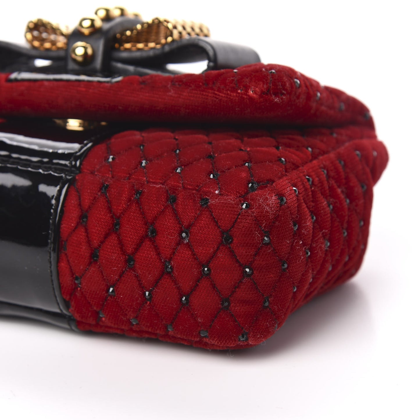 Velvet Patent Spikes Mini Sweety Charity Crossbody Bag Red Black