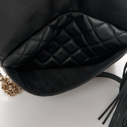 Chanel Lambskin Quilted Tassel Flap Camera Case Black 12 of 12