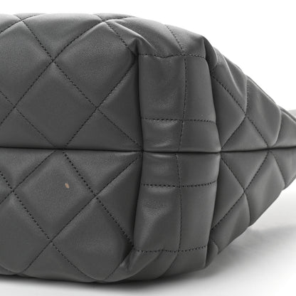 Chanel Lambskin Quilted CC Dweller Drawstring Tote Grey 9 of 10