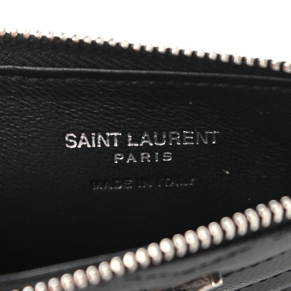 Saint Laurent Monogram Grain de Poudre 5 Fragments Zip Pouch Card Holder Black 6 of 7