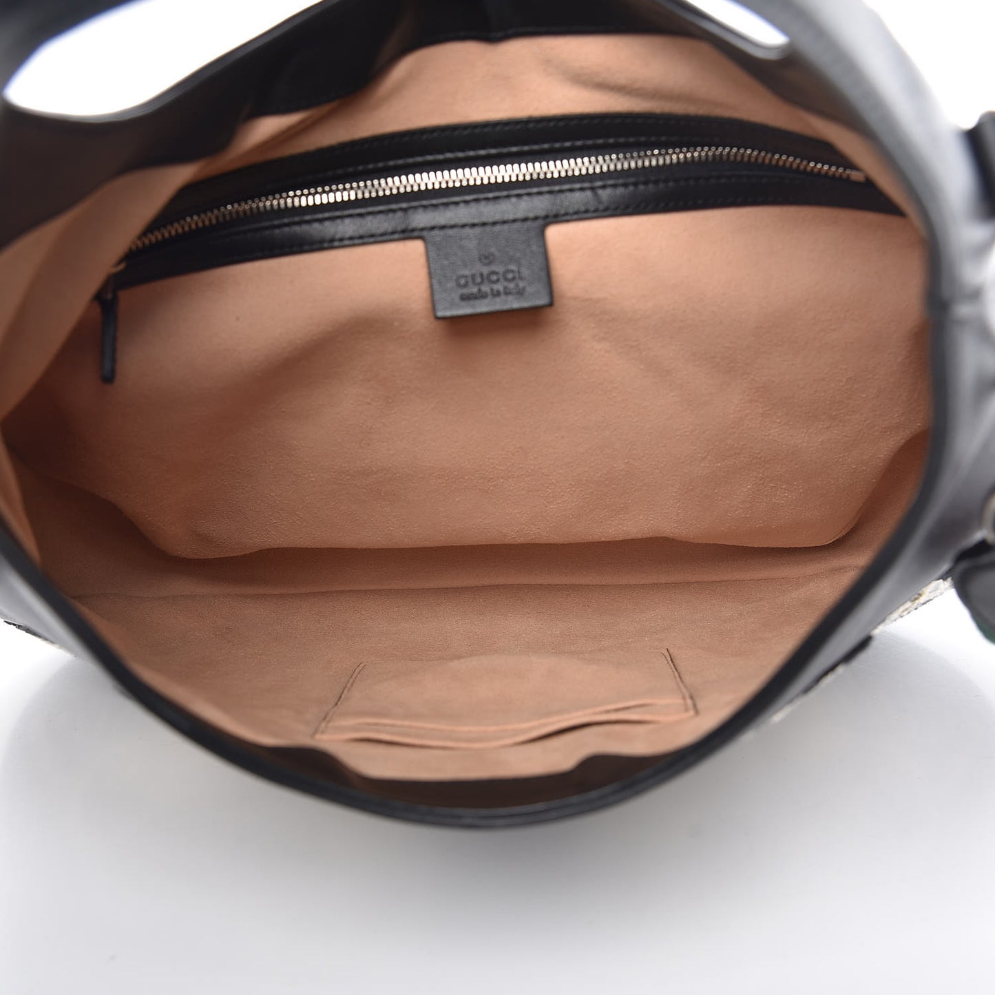 Calfskin Web Dog Embroidered Medium Dionysus Hobo Black