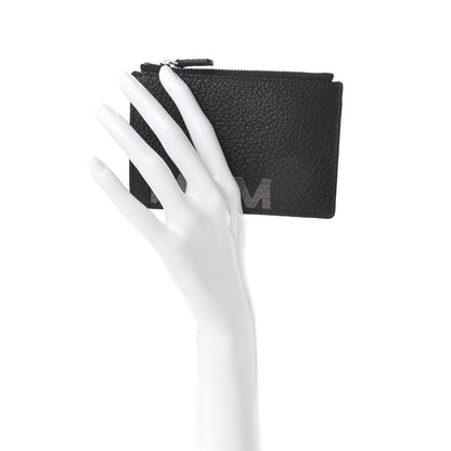MCM Grained Calfskin Logo Zip Card Case Wallet Black 2 of 6