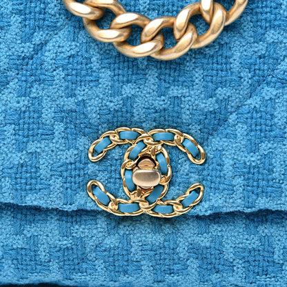 Chanel Tweed Quilted Medium 19 Flap Turquoise 10 of 10