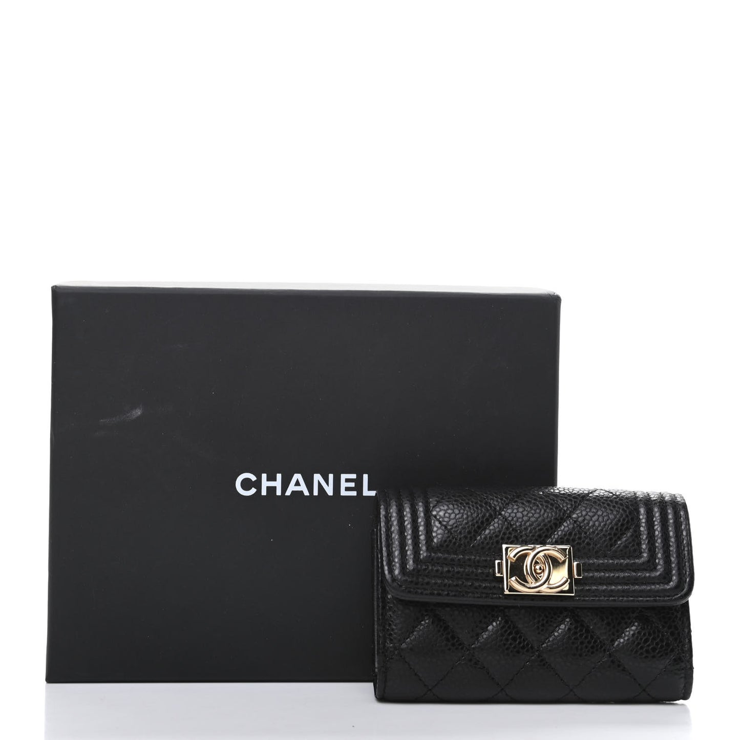 Caviar Quilted 4 Key Holder Boy Flap Black