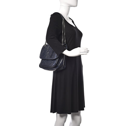 Saint Laurent Crinkled Calfskin Matelasse Monogram Medium Niki Chain Satchel Deep Marine 2 of 11