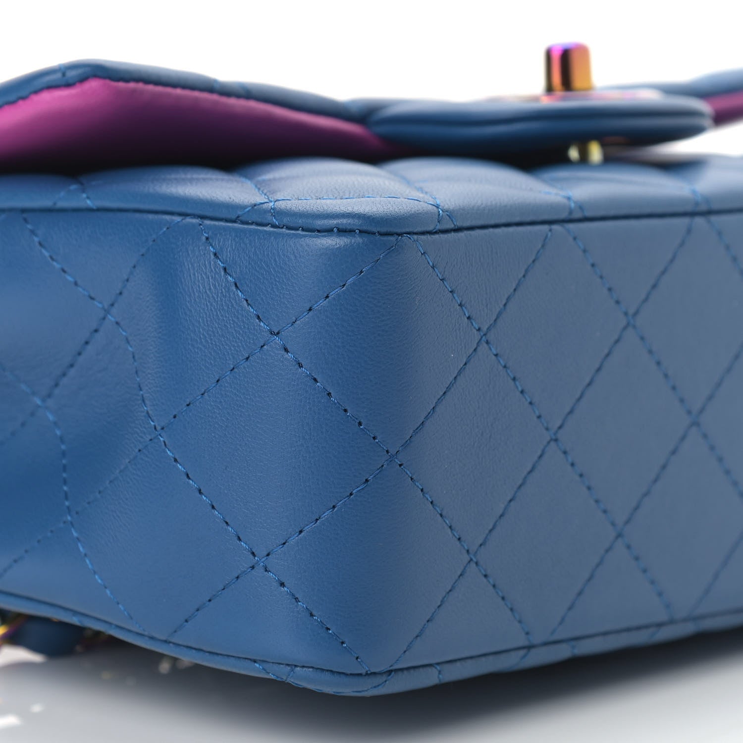 Chanel Lambskin Quilted Mini Rectangular Flap Blue Purple 8 of 11