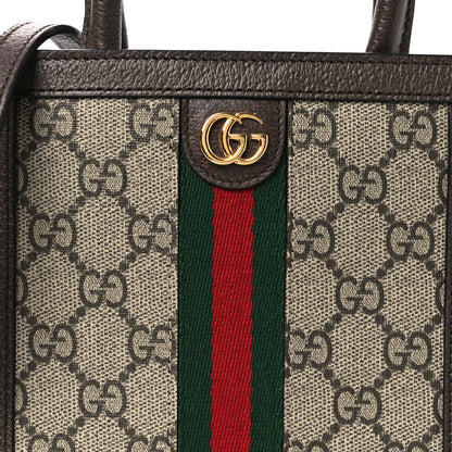 Gucci GG Supreme Monogram Textured Dollar Calfskin Web Super Mini Ophidia Mini Tote Bag Beige Ebony New Acero 8 of 11