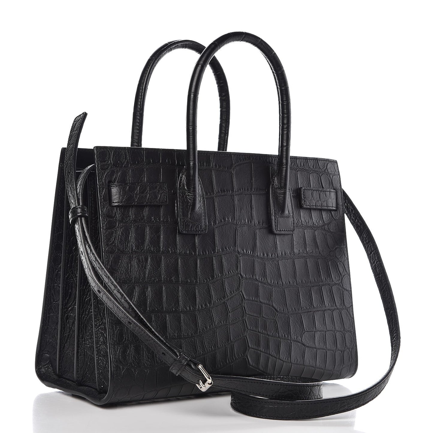Calfskin Crocodile Embossed Baby Sac De Jour Black